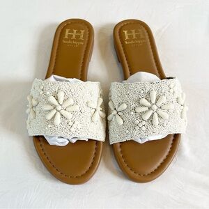 Haute Hippie Cream Beaded Sandals Size 6.5